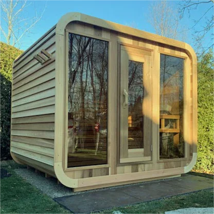 Outdoor Cube Sauna Room With Porch