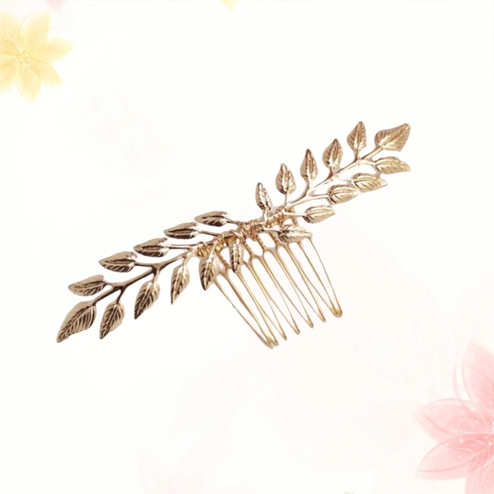 

2pcs Leaf Hair Comb Wedding Headpiece Copper Women Hairpin Bride Insert Bridal Headdress Bridesmaid Beautiful Plating