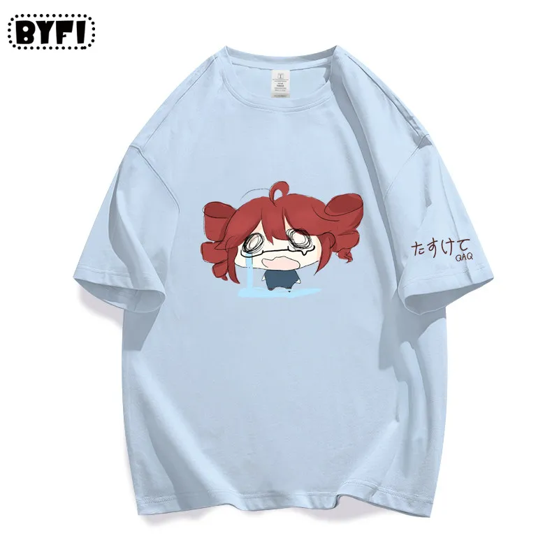 Accent Teto Short Sleeve Abstract V Family Fellow Anime Cartoon Peripheral Printing Men and Women's New Fashionable T-shirt