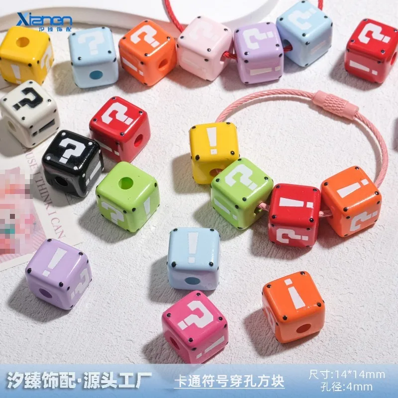 

Большие квадратные акриловые бусины с перфорацией и мультяшными символами, глянцевые, для изготовления цепочек для телефонов, сумок, аксессуаров для рукоделия и украшений своими руками