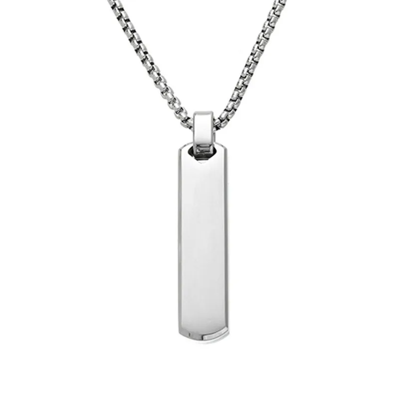 Fashion Simple Geometric Stereo Rectangular Pendant Necklace for Men Women Stainless Steel Collar Chain Party Daily Wear Jewelry