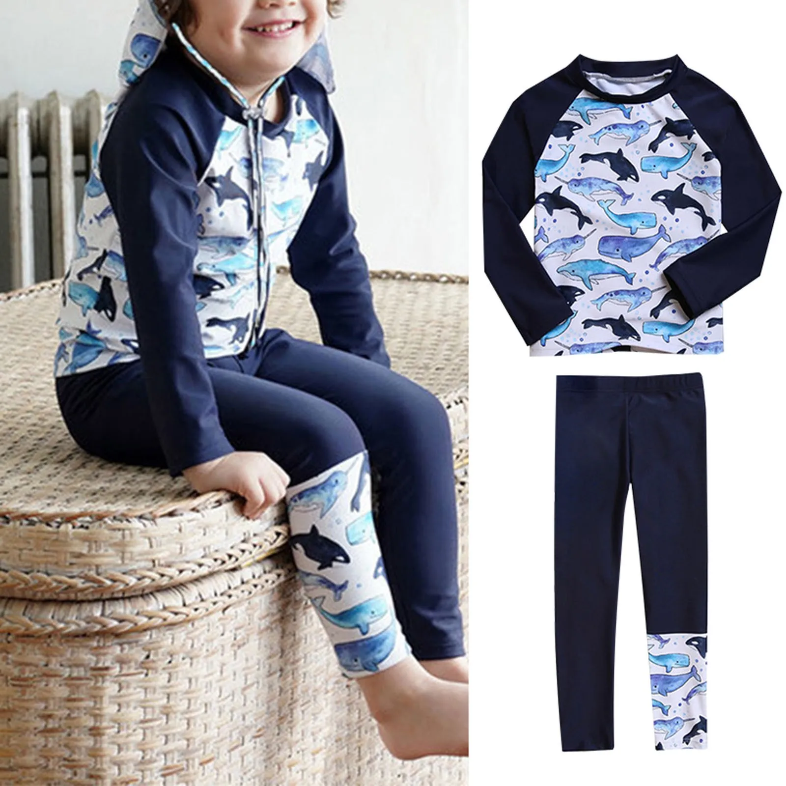 

Toddler Boy Dinosaur Toddler Boys Swimsuit Kids Surf Bathing Suit Long Sleeve Swim Shirts Long Pants Two Swimsuit Girl Toddler