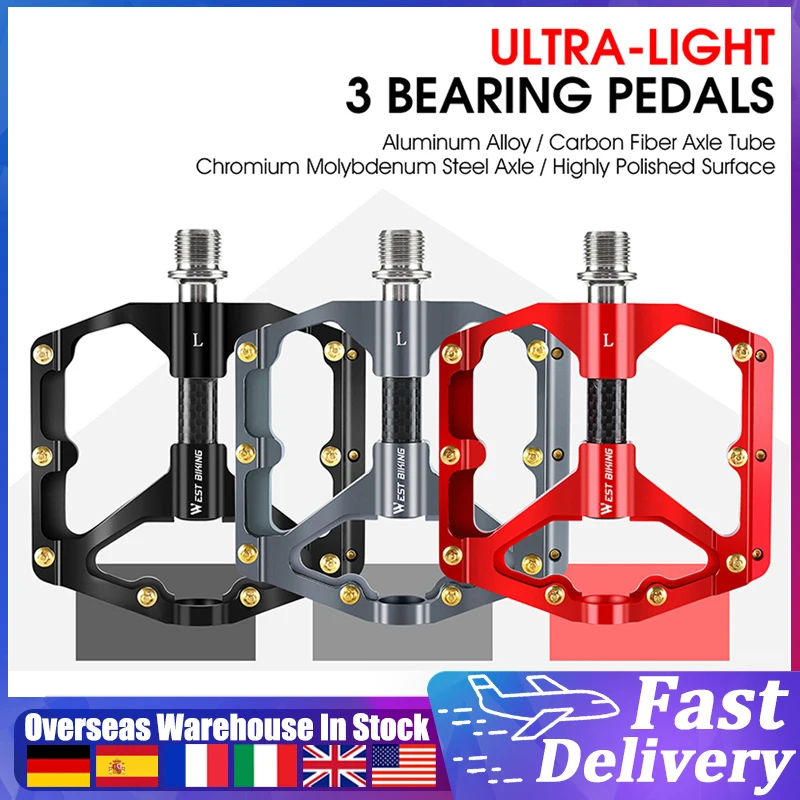 3 Bearings Ultralight Bicycle Pedals Aluminum Alloy Bike Pedals AntiSlip Waterproof Flat Wide Bike Pedals Cycling Accessories