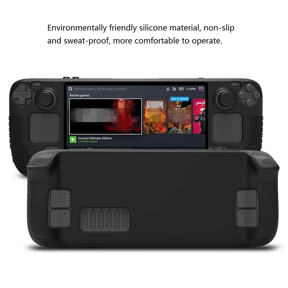 

Protective Cover Shell for Steam Deck Non-Slip Shockproof Silicone Cover with 2 Joystick Caps Accessories