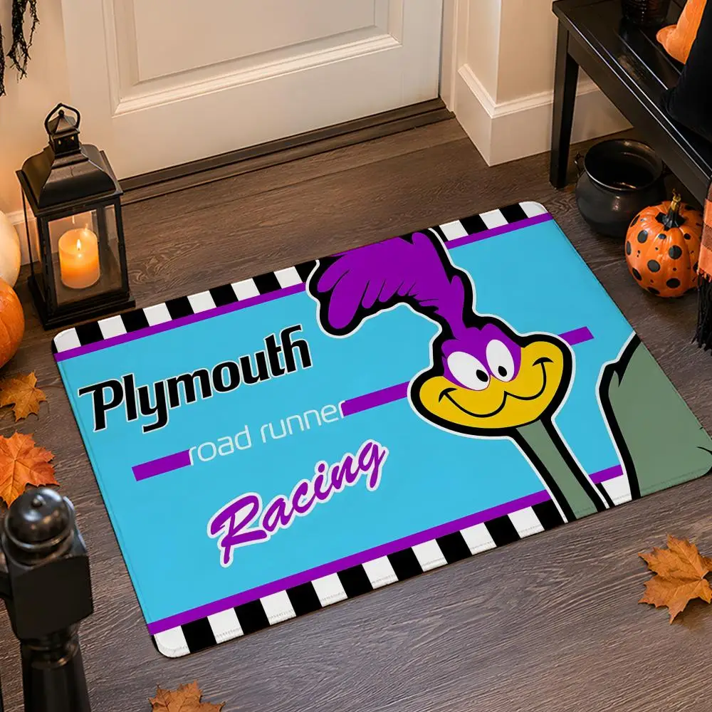 Road P-Plymouth R-Runner Floor Mat Flannel Rug Non Slip Absorbent Soft Washable For Entryway Hallway Bathroom Kitchen Decor