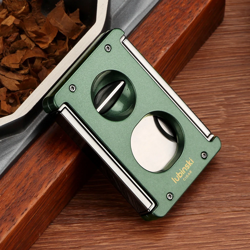 LUBINSKI Cigar V Cutter Metal Luxury Foldable Support Holder Sharp Gillotina Style Cigar Cutter With Gift Box