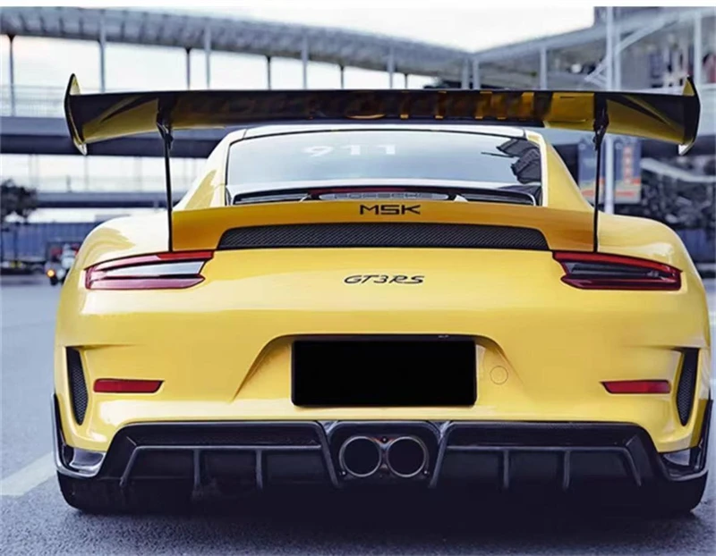 For Porsche 992 911 2018 2019 ReaI Carbon Fiber Bumper Rear Lip Spoiler Kit