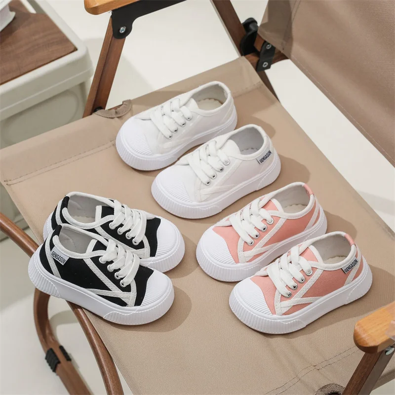 Children Canvas Shoes Kids Casual Soft-Soled Non-Slip Sneakers Spring Autumn Breathable Solid Color Shoes