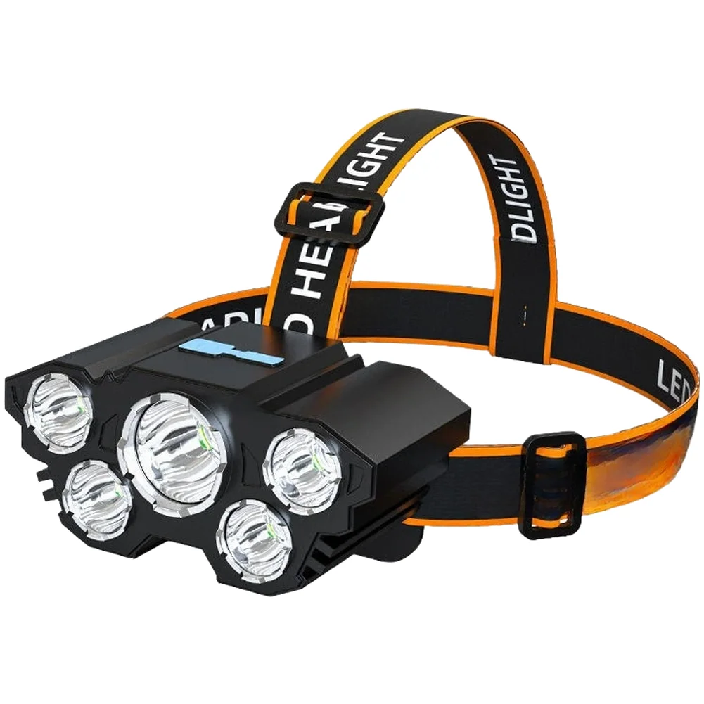 

Waterproof 5LED Rechargeable Headlamp with USB Charging and Adjustable Brightness for Outdoor For Fishing and Camping
