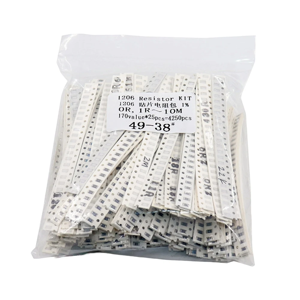 1206 Resistor Kit 4250 Pieces 1ohm To 10M Ohm 1% 170 Values Assortment For PCB Assembly And Electronic Component T