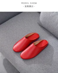 Women's-Shoes Light-luxury Japanese-style  home slippers women's non-slip leather home indoor slipperhick heel sandals