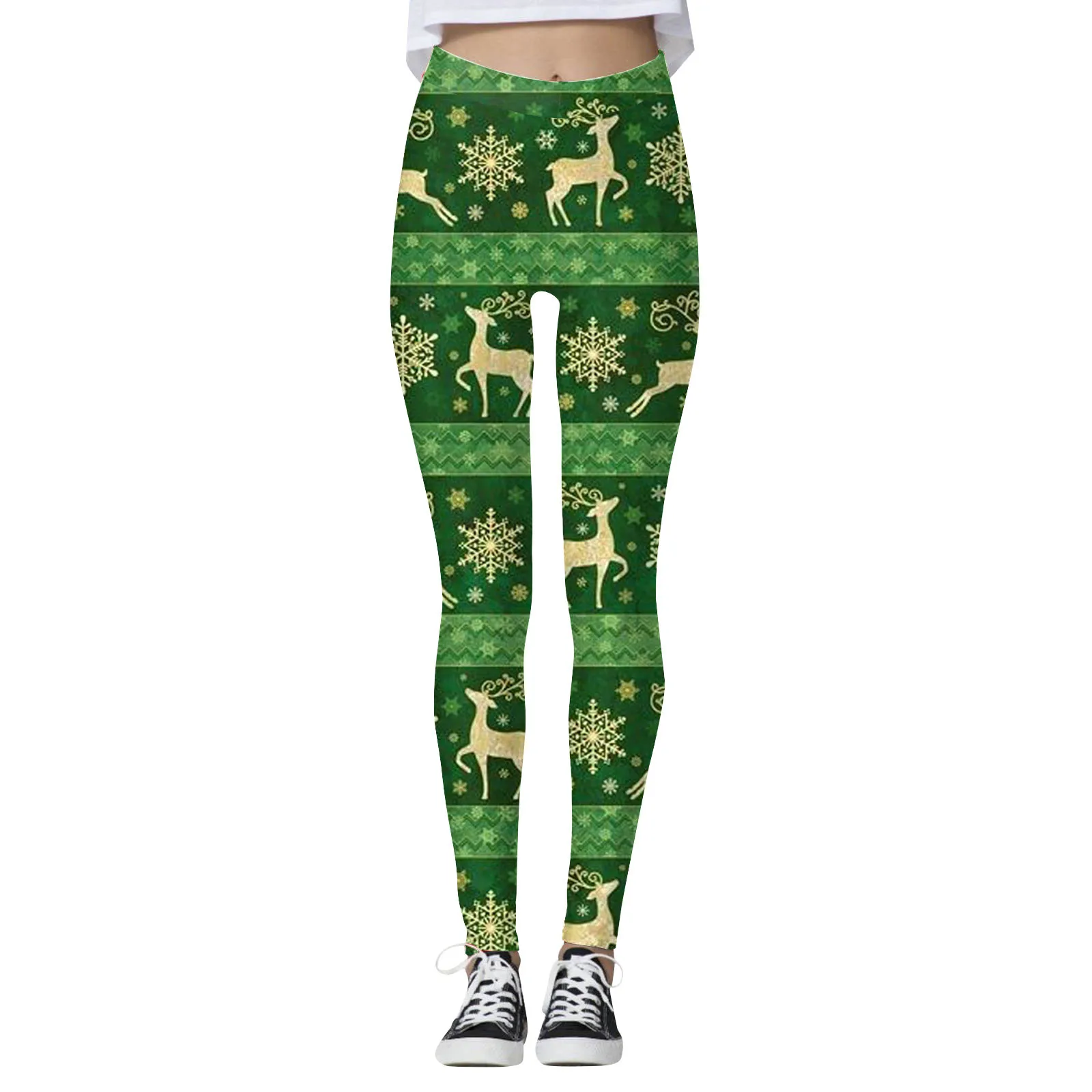 Ladies Stretchy Xmas Hot Sale Casual Snow Print Slim Legging Womens Running Gym Pants Christmas Leisure Active Workout Leggings