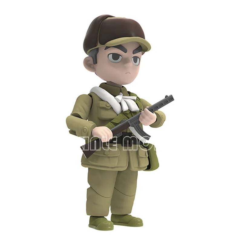 Meng-Kits de construcción de modelos MOE-005, versión Q, guerrero de dibujos animados, sin adhesivo, banda precoloreada, plataforma y equipo, modelo de juguete Hobby