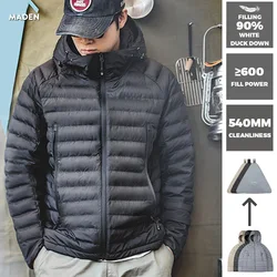 Piumino invernale leggero con cappuccio Maden per uomo piumino d'anatra bianco imbottito piumino portatile da esterno urbano spesso caldo