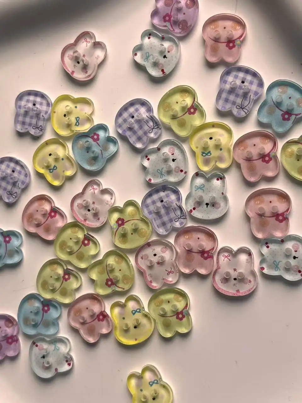 8/16/30pcs Resin Cartoon Cute Bunny Button Handmade DIY Accessories Random Translucent Casual Women Kids Coat Clothing Sewing