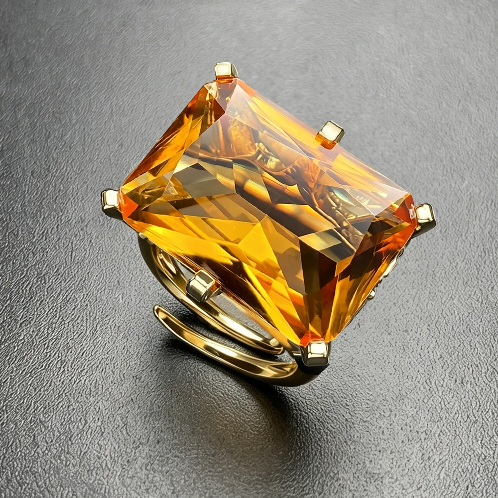 

Big Stone Oct13*18mm Zultanite Rings 18K Yellow Gold Created Gemstone Color Change for Women Engagement Party Birthday Gift