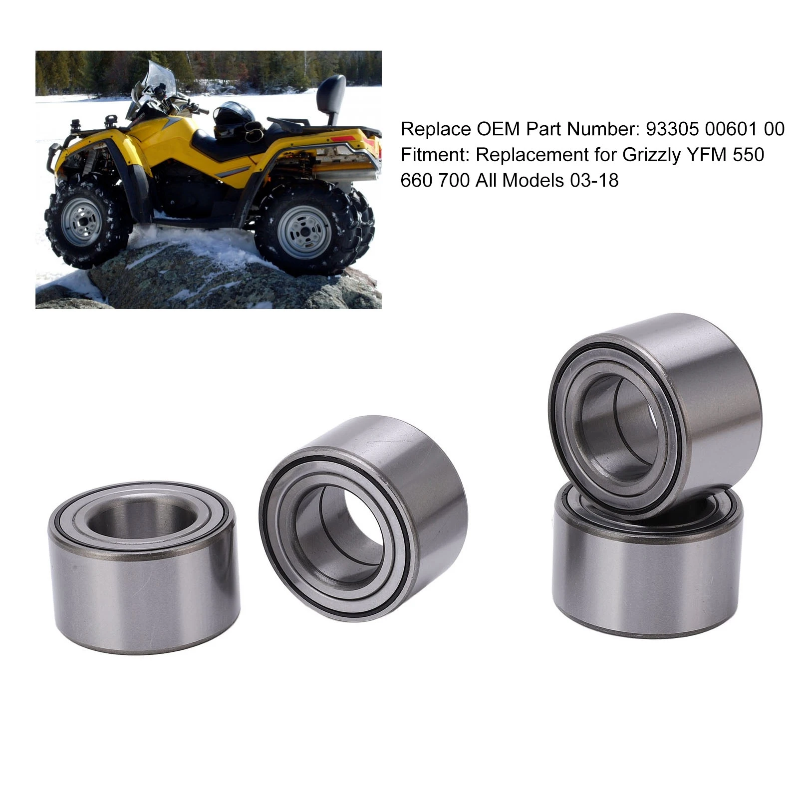

Подшипник переднего и заднего колеса 93305 00601 00 Замена для Grizzly YFM 550 660 700 03-18 Стальной подшипник колеса Подшипник колеса