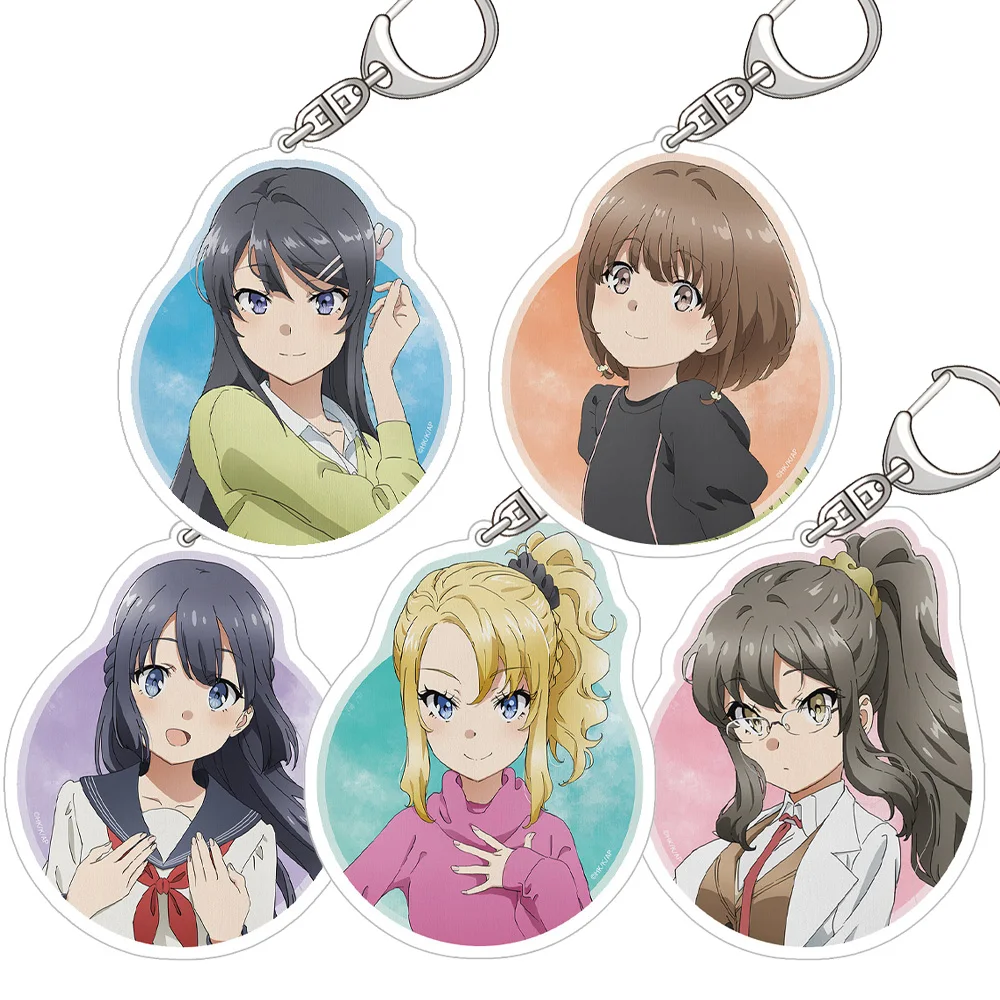 Rascal Does Not Dream Sakurajima Mai Azusagawa Kaede Koga Tomoe Futaba Rio Toyohama Nodoka Llavero de acrílico Colgante para bolso Regalos