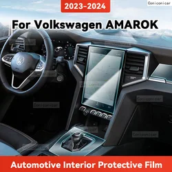 TPU For Volkswagen AMAROK 2023 2024 Transparent Protective TPU Film Car Interior Central Control Navigation Panel Accessories