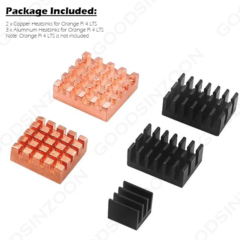 5pcs Orange Pi 4 LTS Heatsink Kit Copper + Aluminum w/ Thermal Conductive Adhesive Tape for Cooling Orange Pi 4 LTS