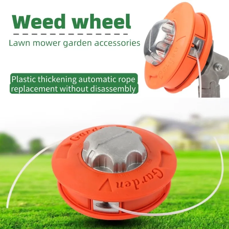 Aluminum Cover Weed Trimmer Head-Euro Code Lawn Mower Accessory Thickened Plastic Auto-Load StringReplacementNoDisassemblyNeeded