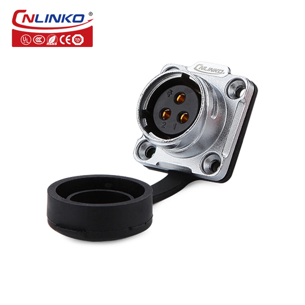 Cnlinko 1 / 4 Bayonet Connect Metal Shell IP68 Waterproof Connector 20A 3 pin plug Socket