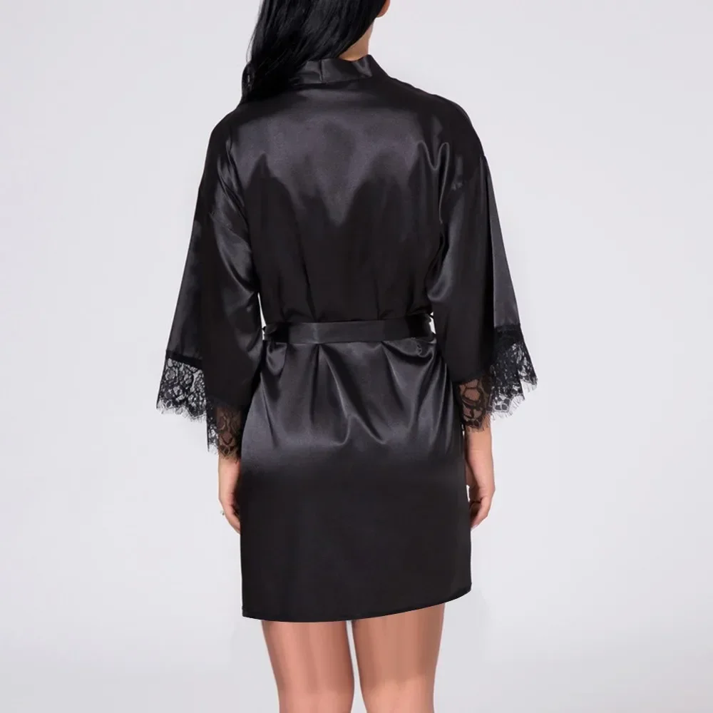 Women Sexy Lingerie Satin Robes Lace Nightdress Nightwear Sleepwear Kimono Sexy Lingerie Satin Robes Lace Nightdress Nightwear