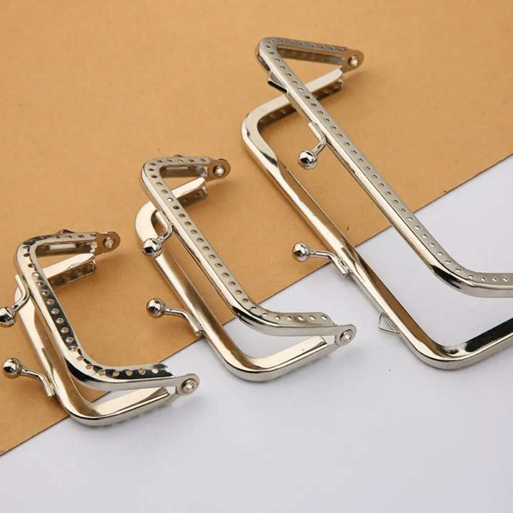 1pc Square Glossy Silver Basic Metal Purse Frame Kiss Clasp Lock DIY Bag Accessories 6.5cm/8.5cm/10.5cm/12.5cm/15.5cm/18cm/20cm