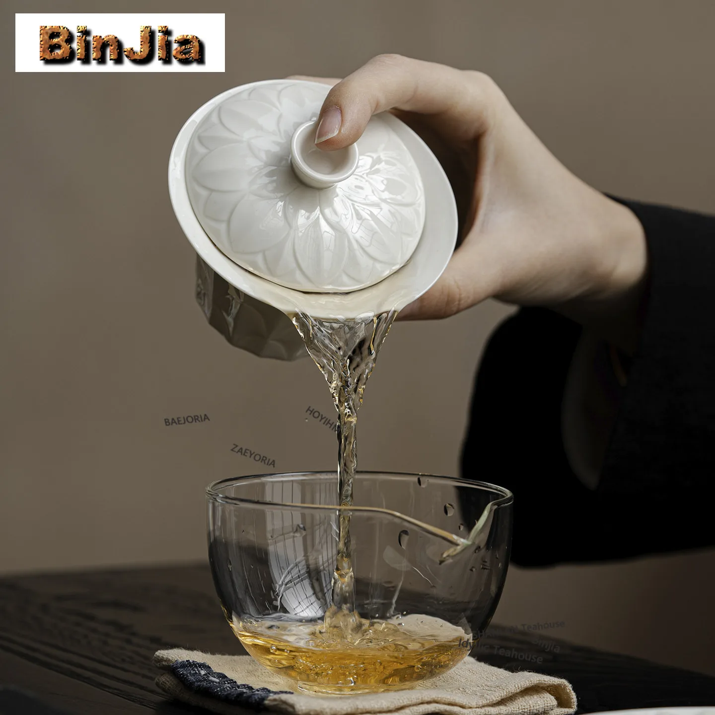 110ml Imitation Song Ding Kiln White Lotus Petal Gaiwan Zen Tea Tureen Tea Bowl With Lid Kit Tea Making Cover Bowl Drinkware