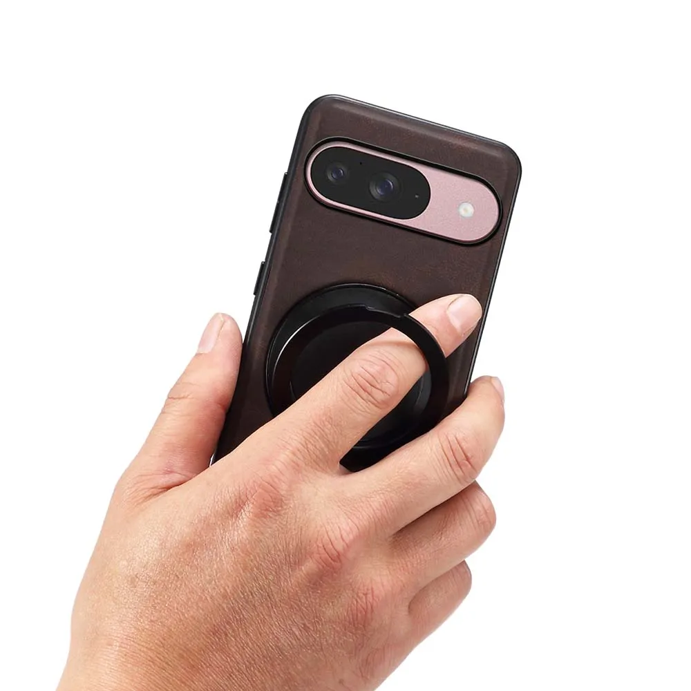 for Magsafe RetroLeather Rotate Ring Stand Holder Case for Google Pixel 8 7 9 Pro XL 8A 7A Magnetic Shockproof Back Cover Bumper