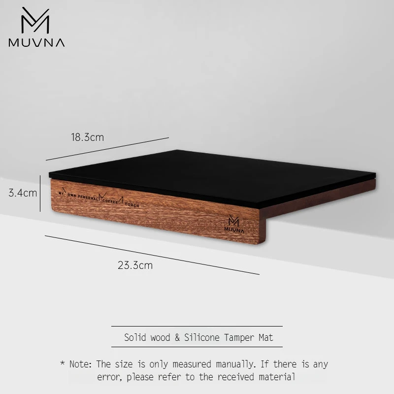 MUVNA Espresso Tamper Mat, Coffee Distributor Tamp Mat, Food Grade Silicone & Wood Portafilter Waterproof  Tamp Mat