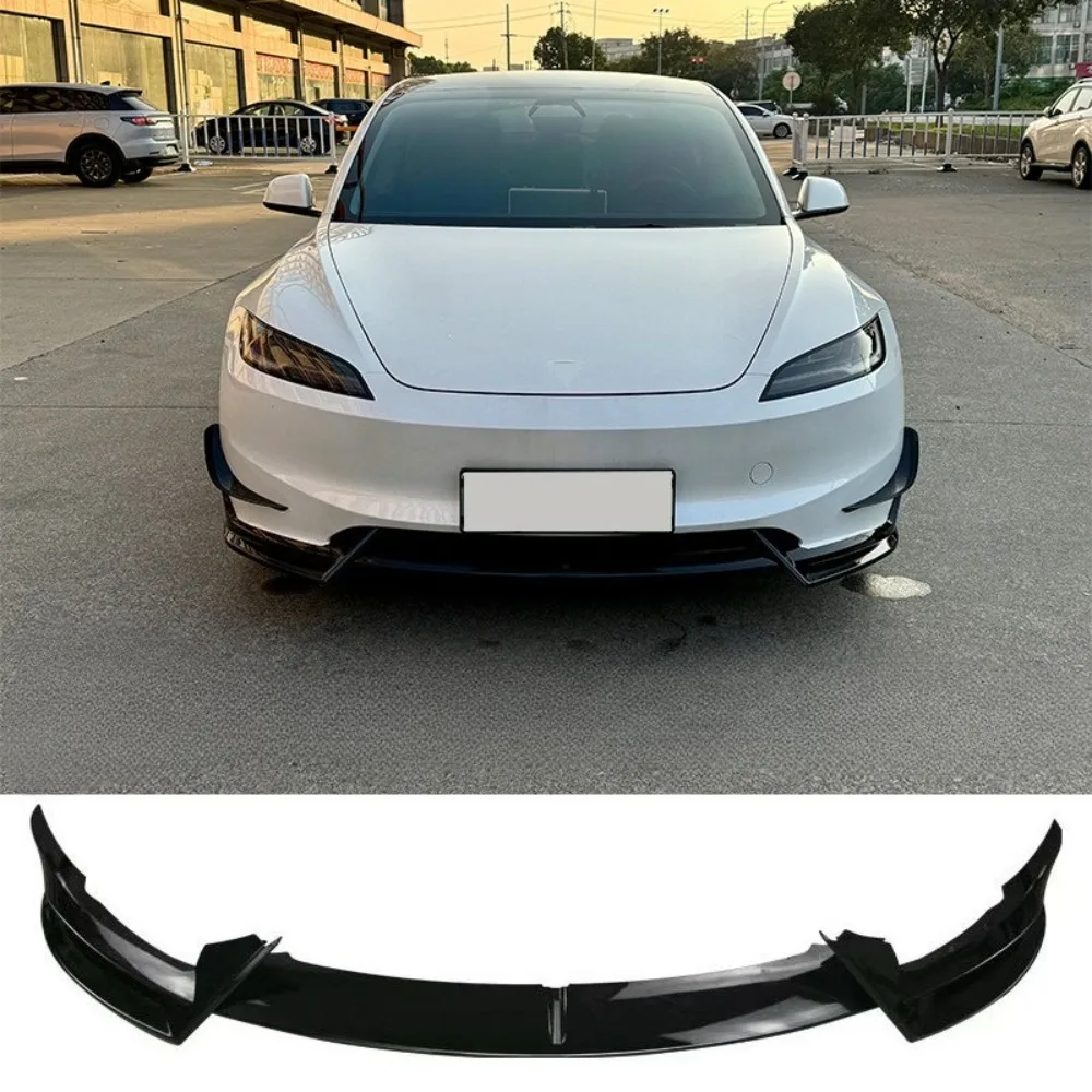 Car Front Bumper Spoiler Lips for Tesla Model 3 Highland 2024-2026 Lower Shovel Skirt Diffuser Splitter Board Auto Accessories