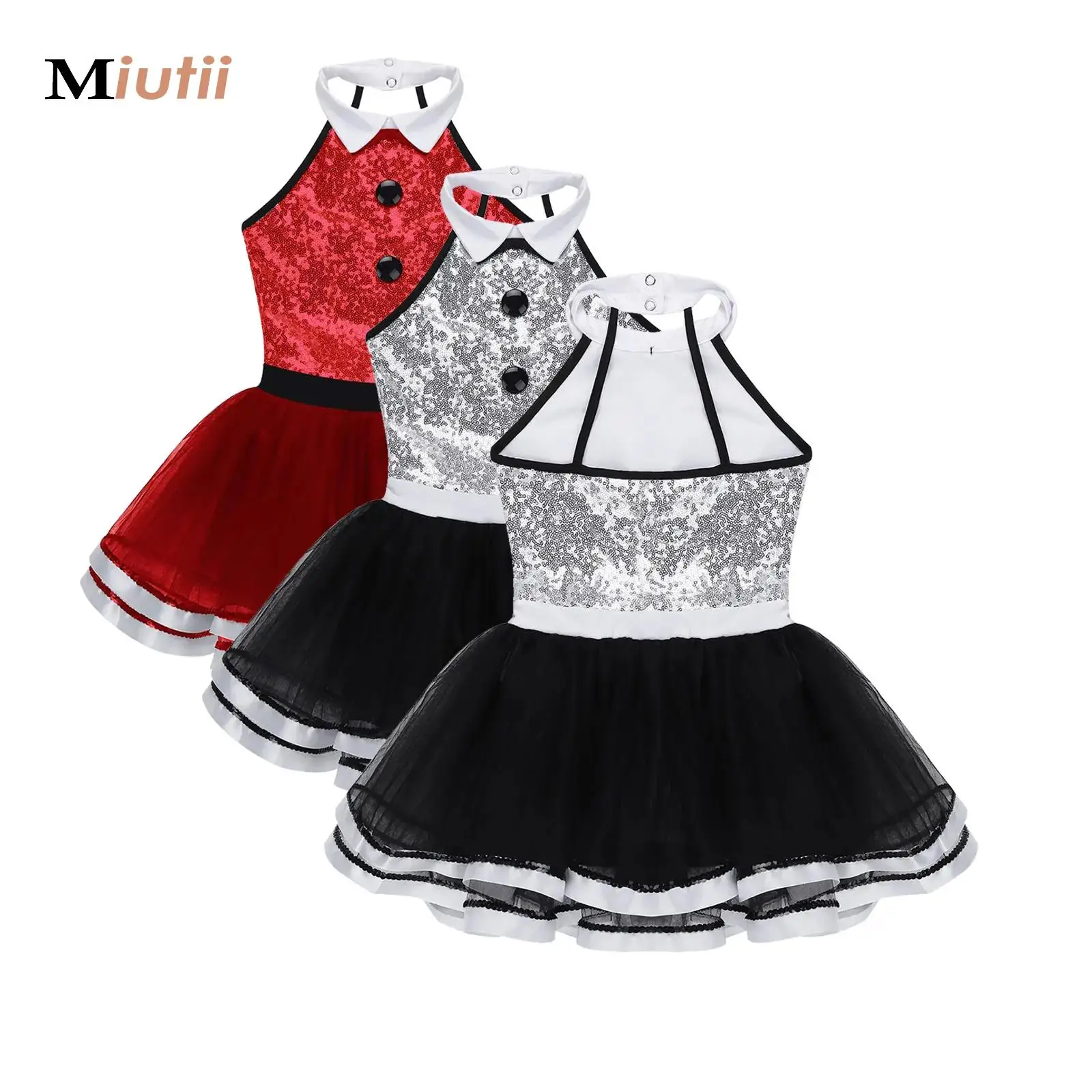 

Children Ballet Jersey Costume Kids Girls Gymnastics Figure Skating Latin Jazz Dance Leotard Performance Mesh Tutu Skirted Dress