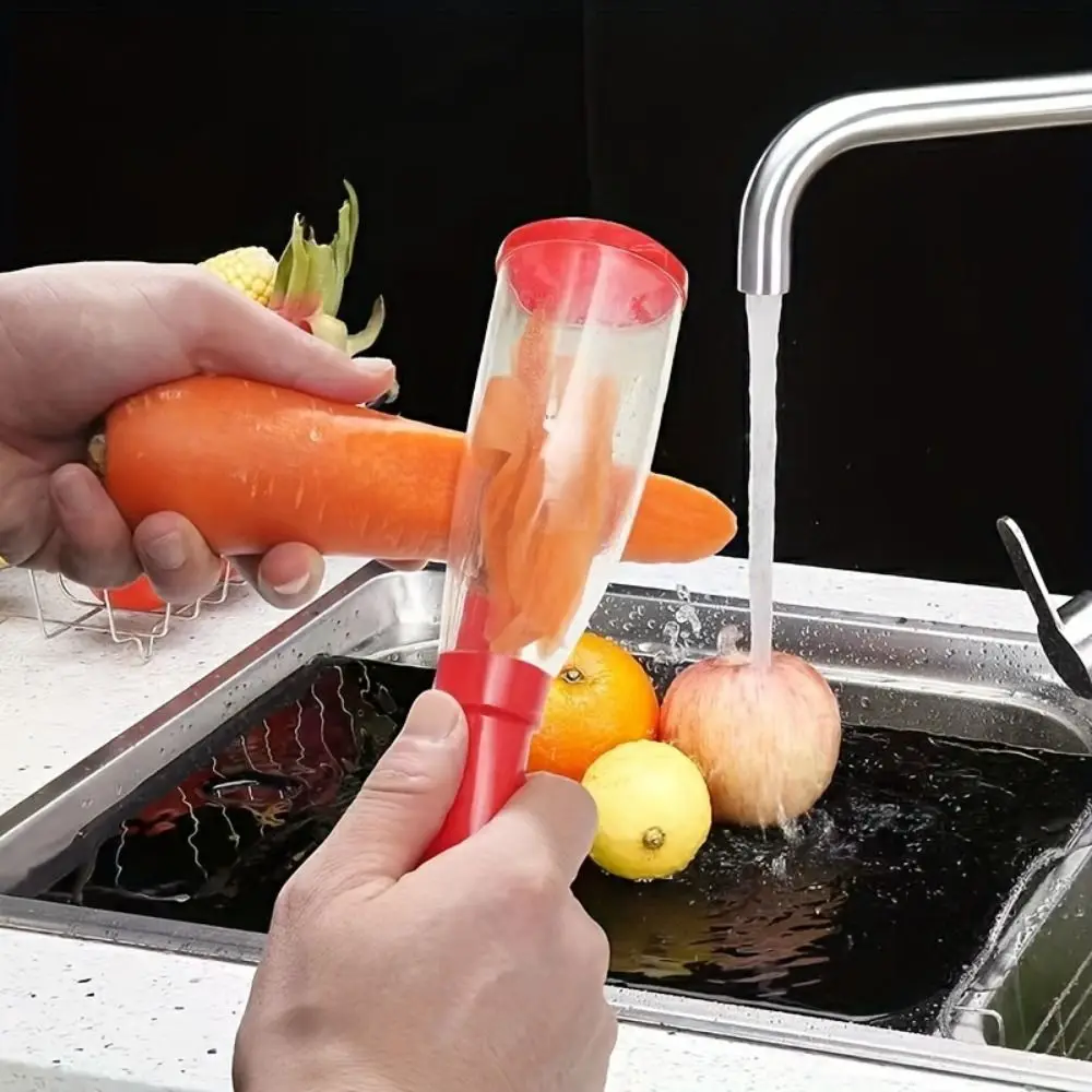 Easy Grip Vegetable Peeler Storage Tube Multifunctional Peeling Tool Ergonomic Handle Creative Peeler with Organizer Kitchen