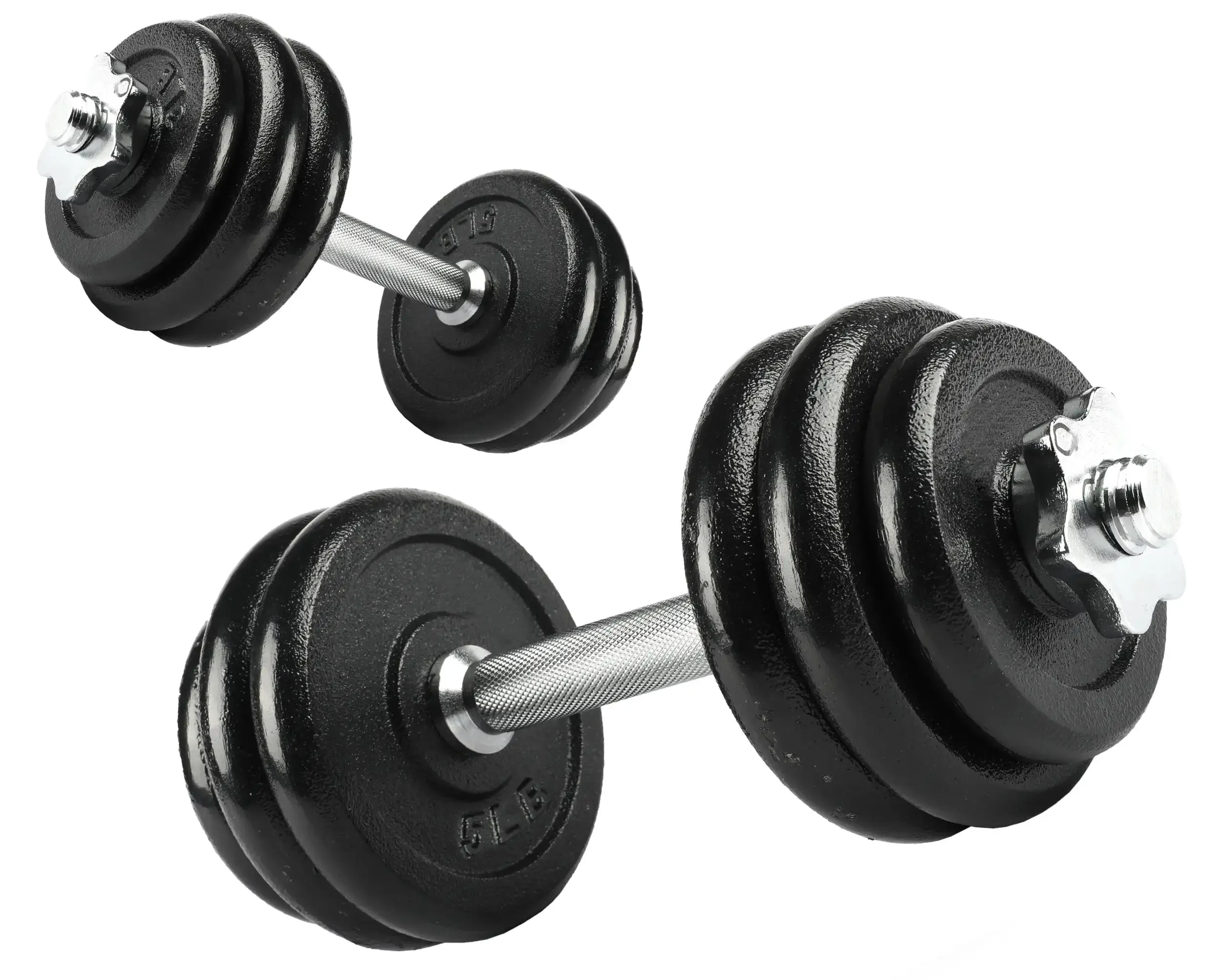 40lb Adjustable Dumbbell Set, Chrome & Black