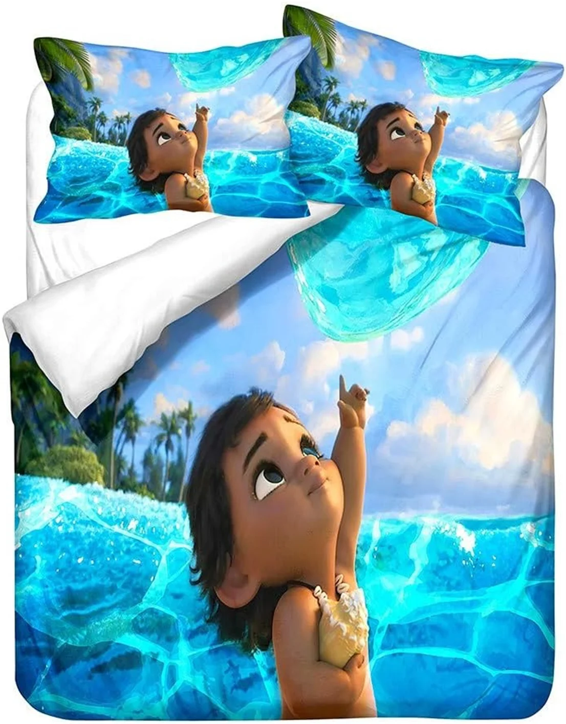 Disney Moana Bedding Set Anime Moana Maui Quilt Duvet Cover and Pillowcase Ocean 3D Printed Quilt Cover For Kids Adult