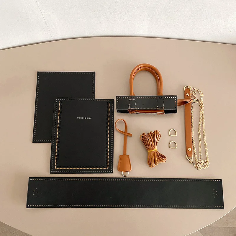 DIY PU Leather Knitting Crochet Bags Making Material Kit for Handmade Handbag Purse Shoulder Bag Crossbody Sewing Accessories