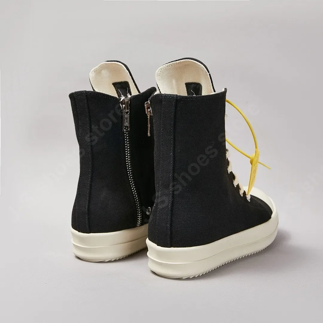 الكلاسيكية حذاء قماش أسود ماركة R-o حذاء الرجال عالية أعلى أحذية النساء حذاء كاجوال حذاء رياضة فاخر حذاء بوت بطول الكاحل الدانتيل يصل الأحذية المسطحة #4