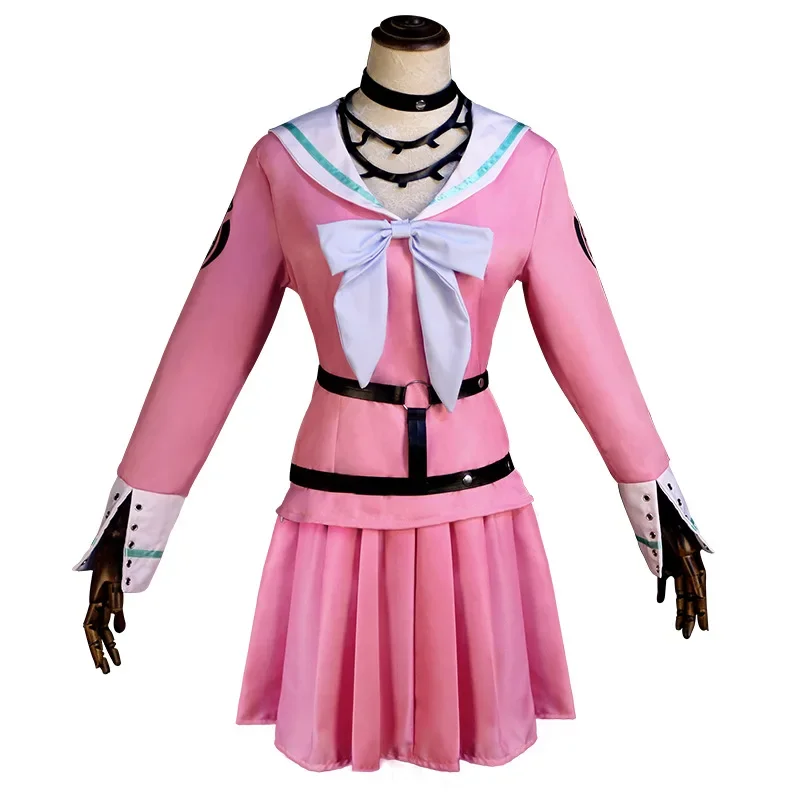 Gioco Anime Danganronpa V3 Miu Irama costume cosplay parrucca ragazze vestito rosa vestito da marinaio gonna occhiali set completo abiti di Halloween