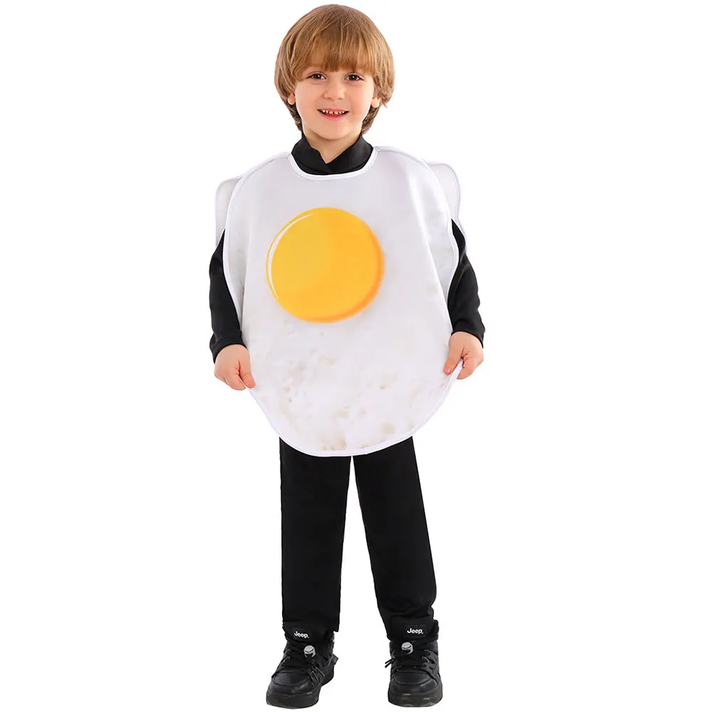 Umorden Boys Girls Fried Egg Costume for Kids Child Funny Food Breakfast Costumes Tunic