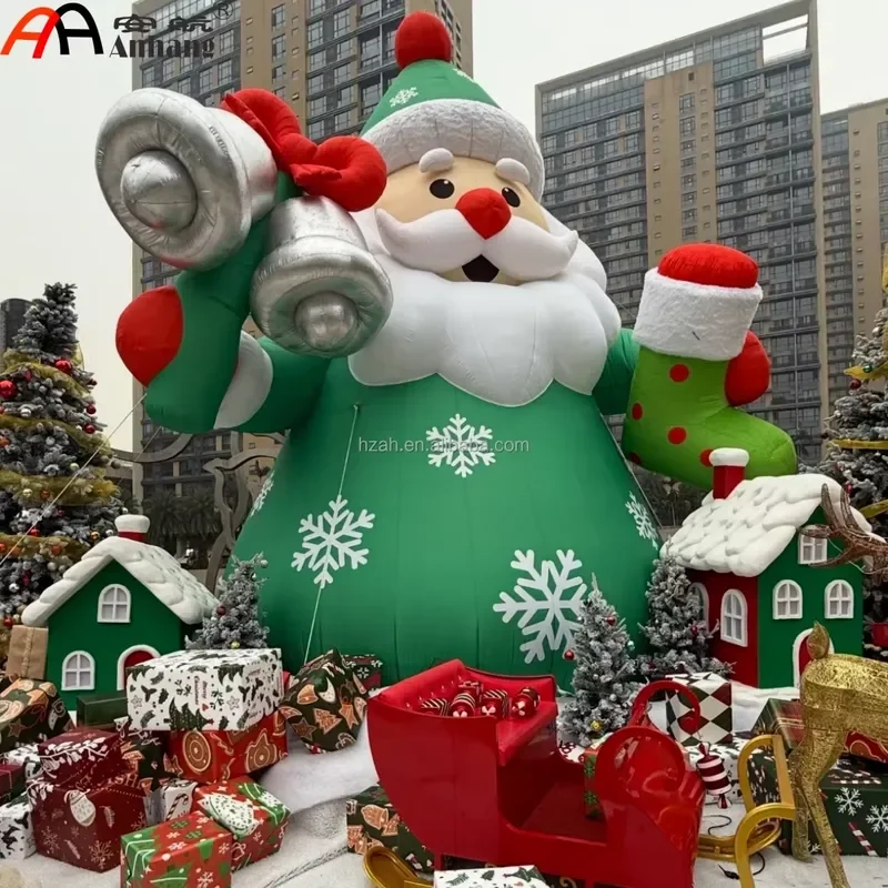Giant Inflatable Santa Claus Balloon Thumbs Up Green Hat Christmas Event Promotion Display Outdoor Holiday Decoration
