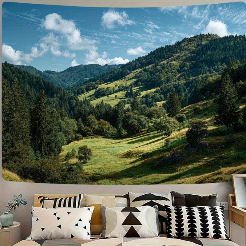 VIKAMA Wandteppich mit natürlicher Landschaft und Bergen, heilender Wanddekorationsstoff für Wohnzimmer, Schlafzimmer, Schlafsaal-Hintergrundstoff