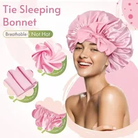 2026 Satin Bonnet For Women, Adjustable Bow Tie Silk Hair Bonnet, Soft Double Layer Sleep Cap For Curly Hair, Night Hair Wrap For Sleeping, Shower Cap & Hair Care Accessory - Image 5