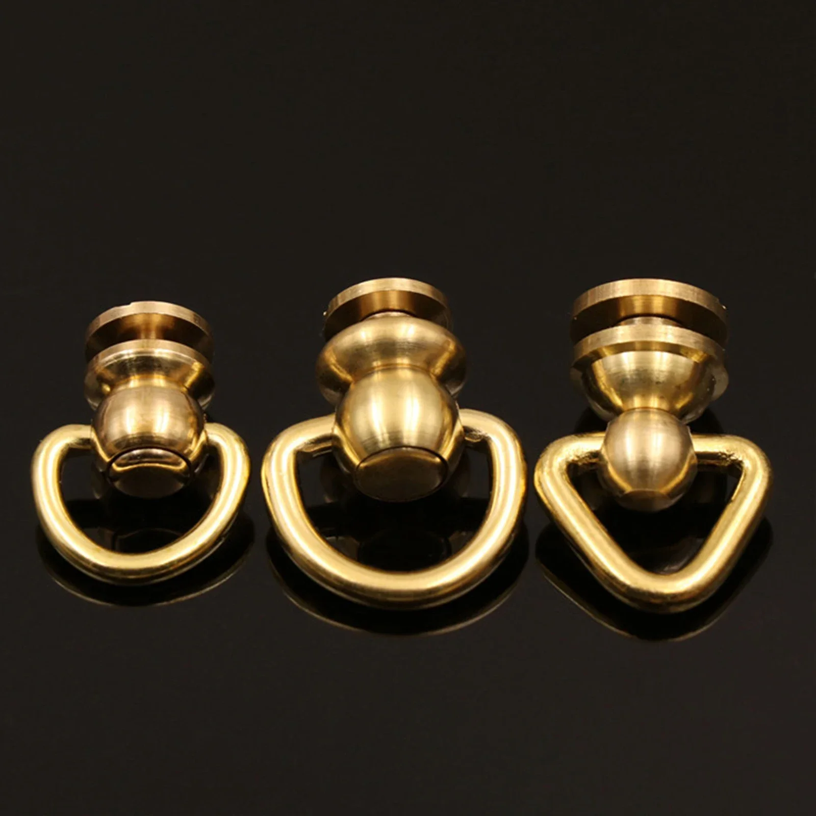 1pc D-Ring Triangle-ring Design Brass Ball Stud Rivets W/screws 360 Degree Rotate Head Spikes Buttons Leather Handbag Decoration