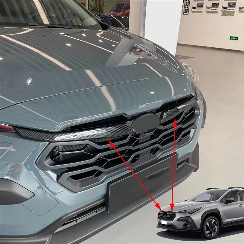 

For Subaru Crosstrek 2023 2024 Car Front Grill Insert Cover Trim Protector Spare Parts Parts ABS Carbon Fiber