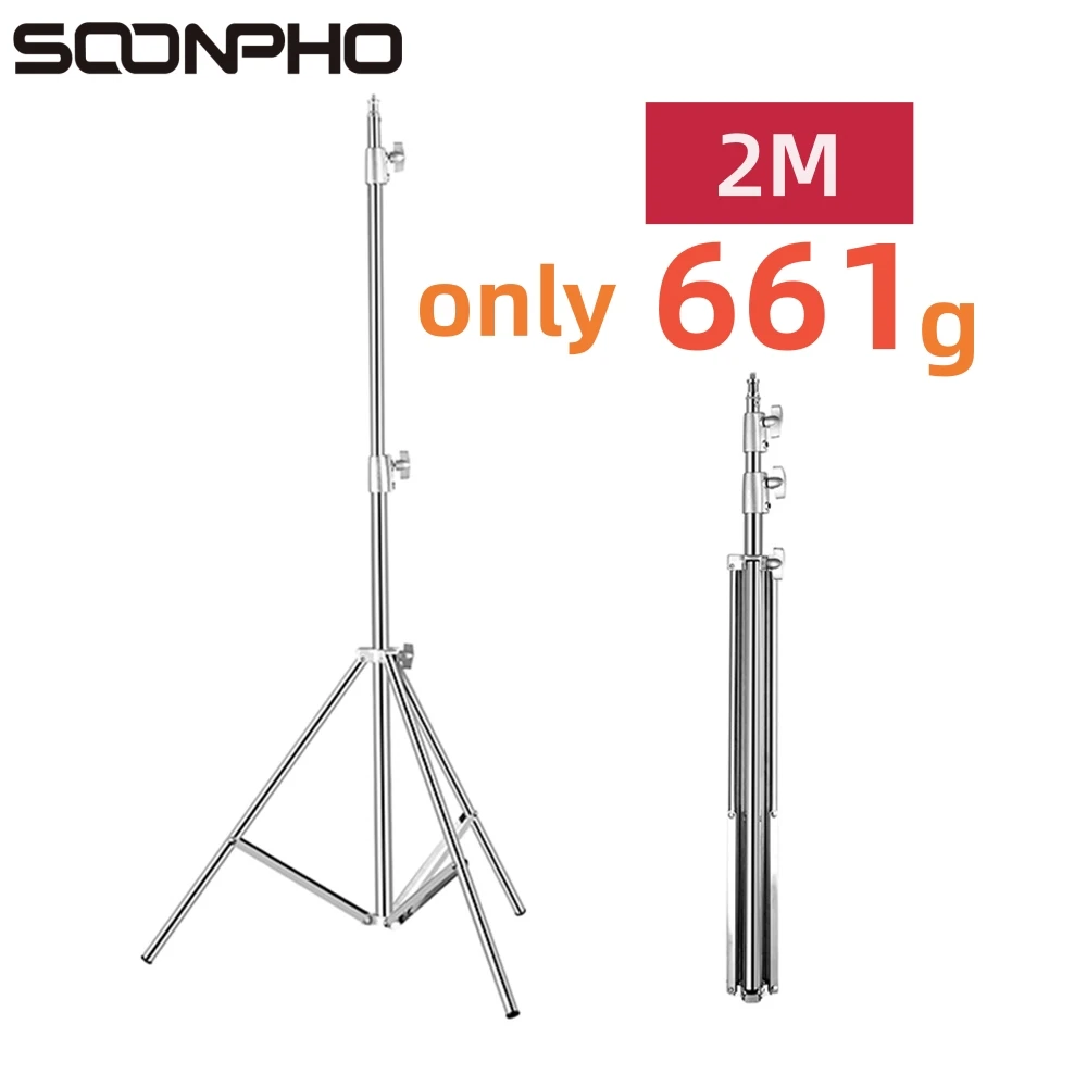 

SOONPHO 2m Tripod Portable for Godox Photography Ring Light Softbox Cell phone Live Broadcast Selfie Aluminum Lighting Stand