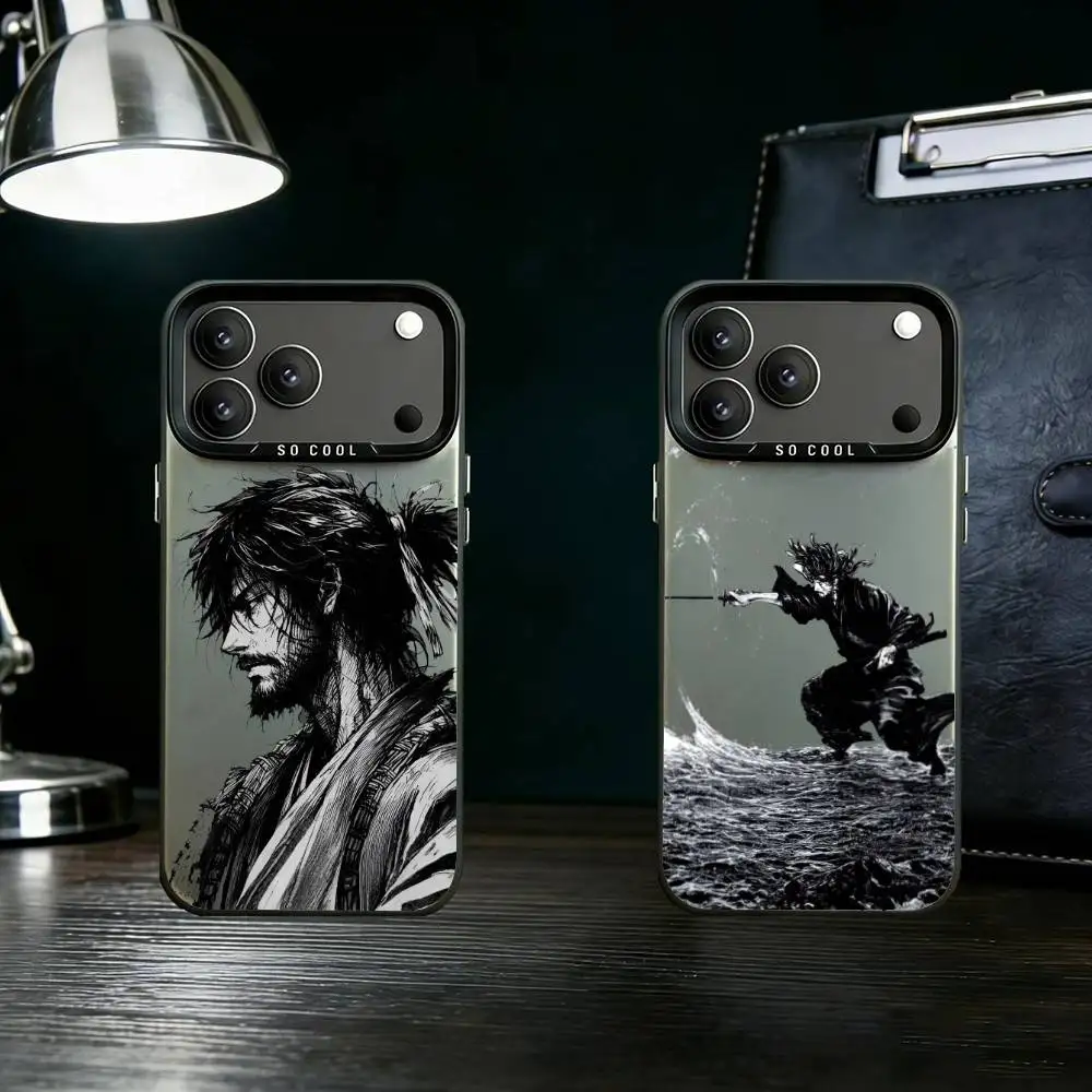 

Miyamoto Musashi V-Vagabond Phone Case For iPhone 17 16 15 14 13 12 11 Pro Max Plus Silver Matte Black Cover