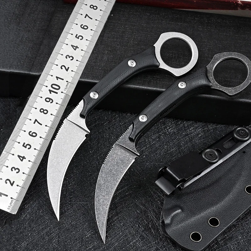 

Fixed Blade Knife D2 Steel Blade G10 Handle Small Outdoor Survival Knives Camping EDC Tool With With K Sheath