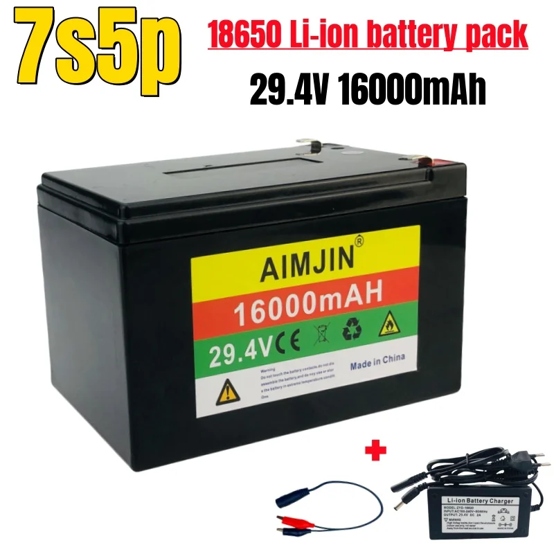 New 24V 7S5P 29.4V 16000mAh Lithium Battery High Power Built-in BMS Power Battery