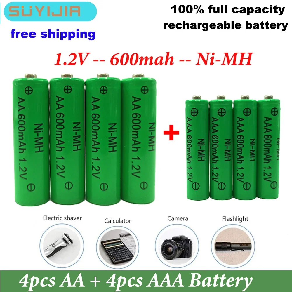 Pilas Aaa Ni-MH Rechargeable Battery 1.2v AA  AAA 600mAh for Mp3 Mobile Phone Remote Control LED Flashlight Toy Digital Batteris